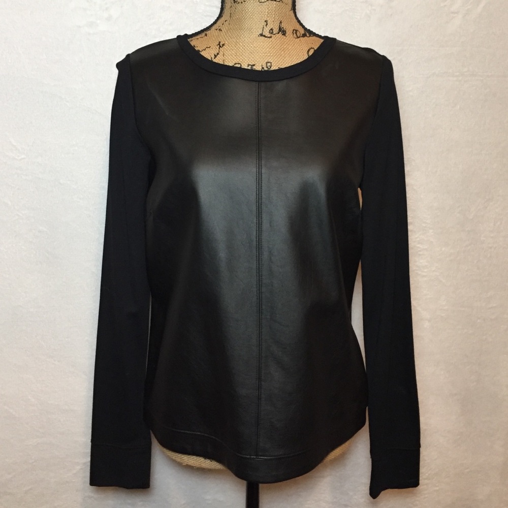 HP🎉Faux Leather Long Sleeve Top